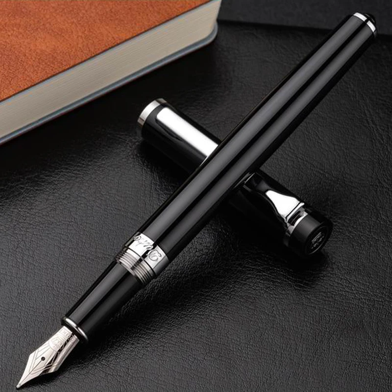 Metal DUKE P3 Fountain Pen Silver BLACK Classic Medium Nib School Student Office Gifts Stationery