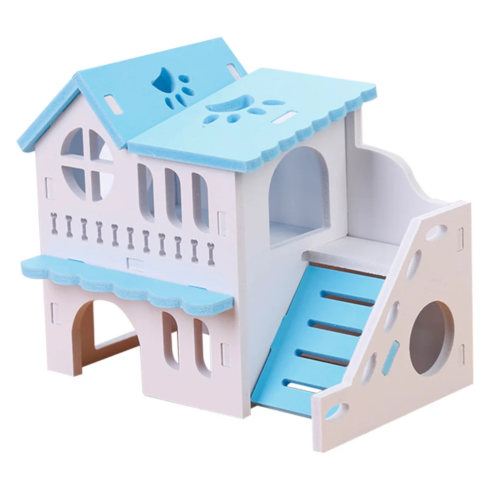 Wooden Hamster Animal Hideout House Double-storey Pet Hut Play Toy Guinea Pig Accessories Nest Cages  Accessori