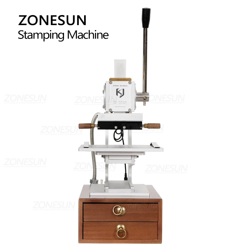 ZONESUN Infrared Positioning Leather Hot Foil Stamping Machine Drawer Collect Letter Heat Press Machine Work with Letters