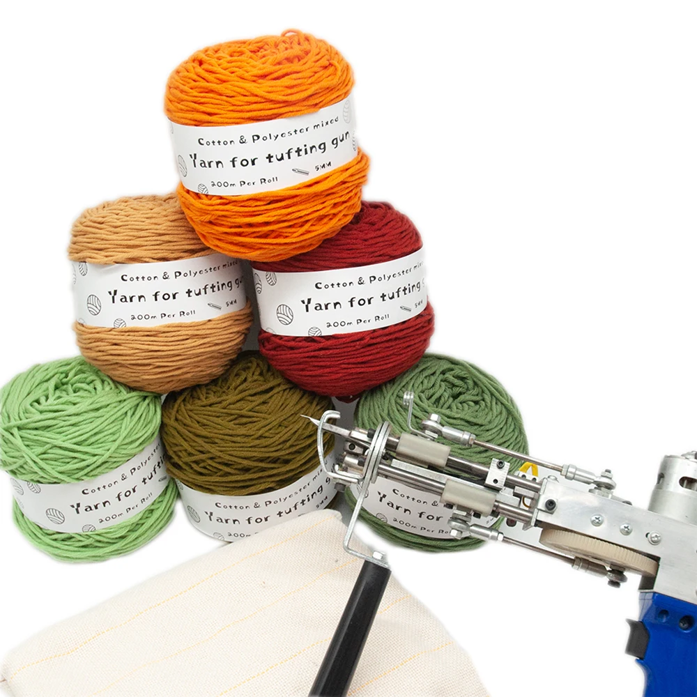 1 PC 200M Rugmaking Solid Tufting Yarn 8 Strands Cotton Yarn For Tufting Gun Monk Cloth 24Color Knitting Thread Poke embroidery