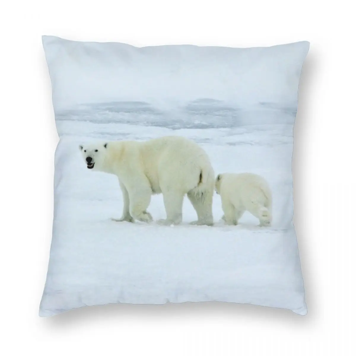 

Polar Bear And Cub Pillowcase Polyester Linen Velvet Printed Zip Decor Pillow Case Room Cushion Case Wholesale 18"