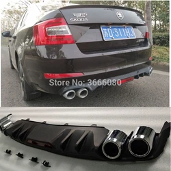 High Quality ABS Black Rear Bumper Lip Trunk Spoiler Rear Diffuser Protector With Hole Car Styling For Skoda Octavia 2014-2018