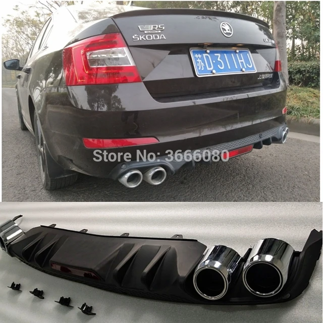 Wysokiej jakości ABS czarny tylny spojler zderzaka bagażnika tylny dyfuzor Protector z otworem Car Styling dla Skoda Octavia 2014-2018