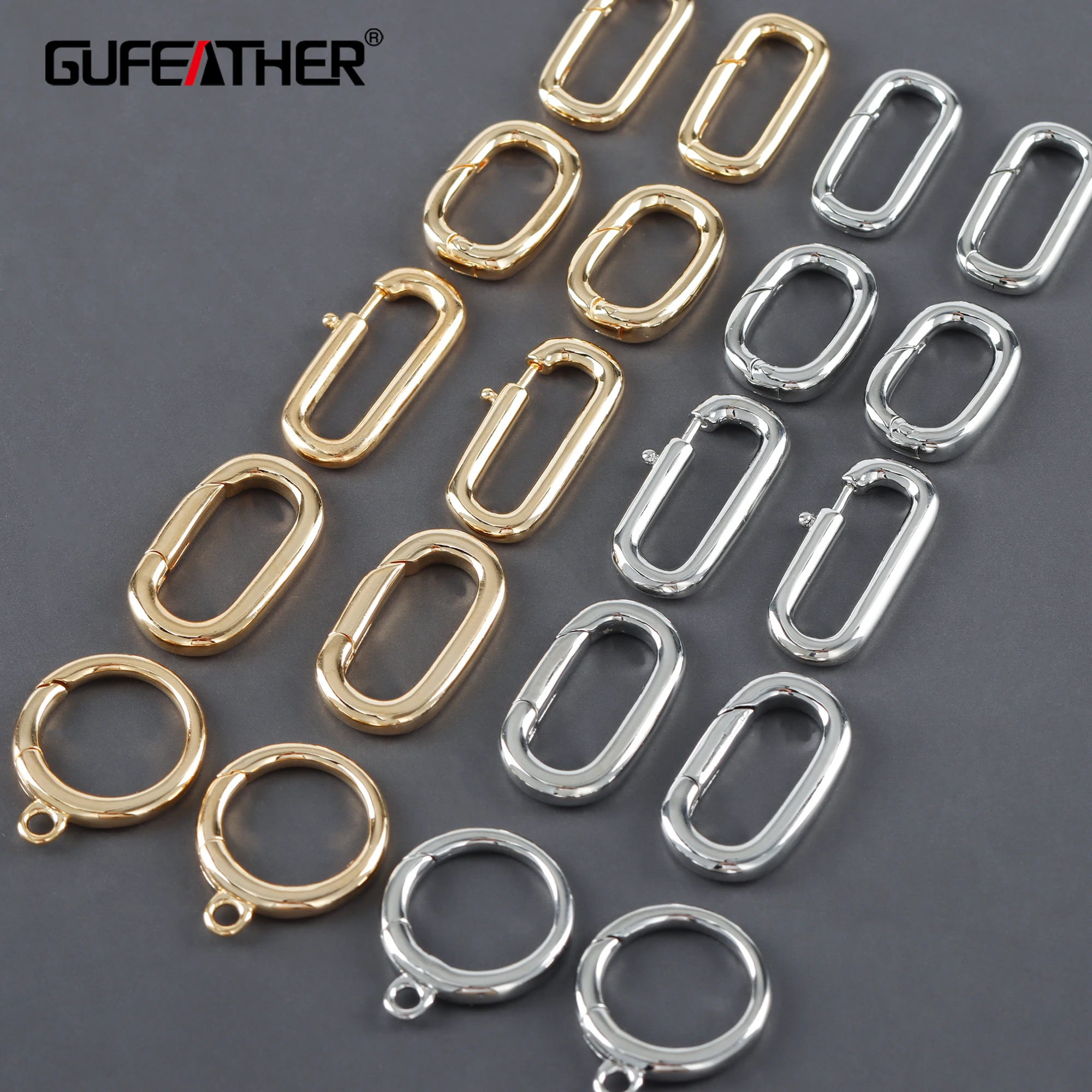 GUFEATHER-Fecho Ganchos, Sem Níquel, Ouro 18K, Banhado a Ródio, Conector De Metal De Cobre, M1109, Acessórios De Jóias, 10Pcs Lot