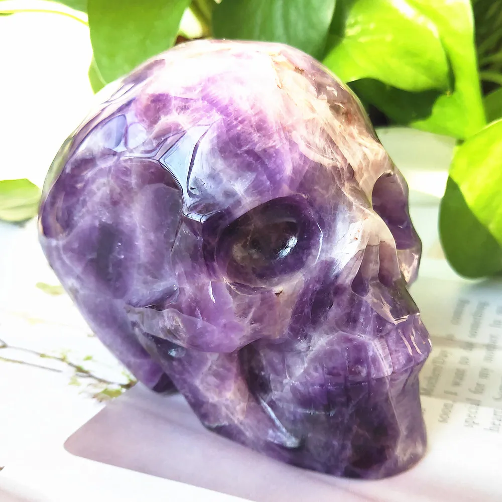 2.5ib High Quality Natural Amethyst Crystal Skull Dreamy amethystine Head Healing Crystal Home Decor Healing