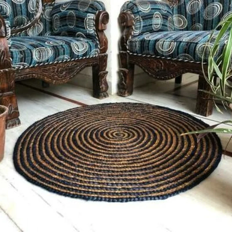 

Rug 100%Natural Jute Braided Style Modern Boho Carpet Rustic Look Decor Area Rug Carpet for Living Room Decoration