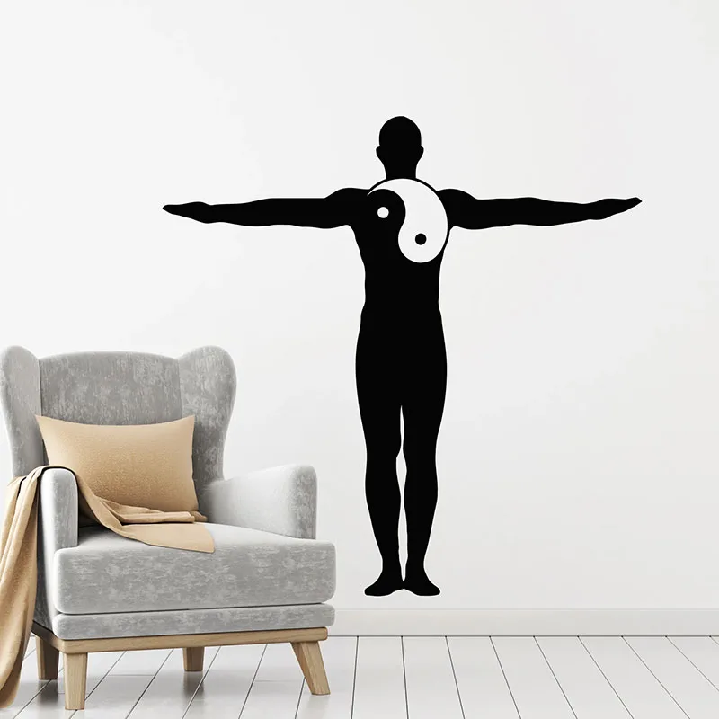 Human Body Wall Decal Yin Yang Zen Philosophy Harmony Balance Vinyl Window Stickers Meditation Room Interior Decor Mural E721