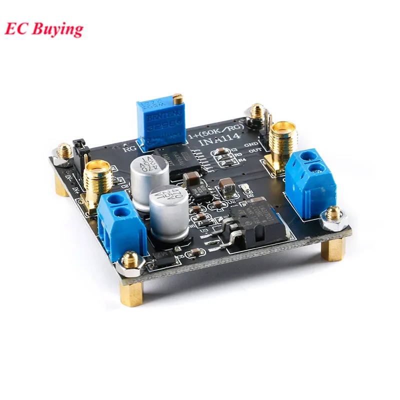 INA114 Instrumentation Amplifier Board Module 1000 Times Gain Adjustable Single Power Supply Single-ended Differential Input