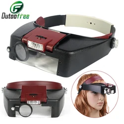 Helm Stijl Vergrootglas Bril Led Licht 10X Reparaties Lezen Optische Glas Tool Lamp Hoofd Vergrootglas Loupe 1.0/1.5/3.5/10X