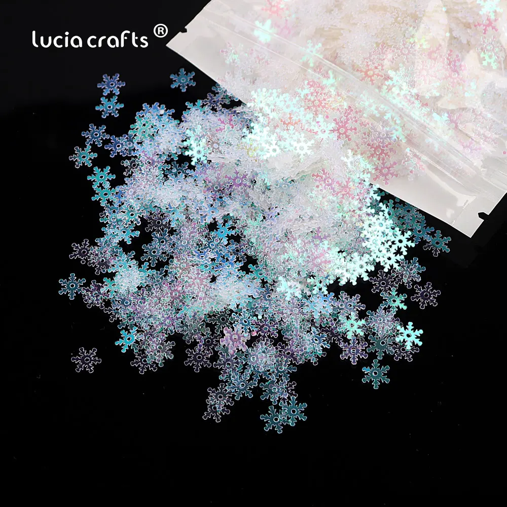 20garms 8mm Transparent /White Snow flake PVC Sequins Christmas Party Decoration DIY Crafts Accessory D0106