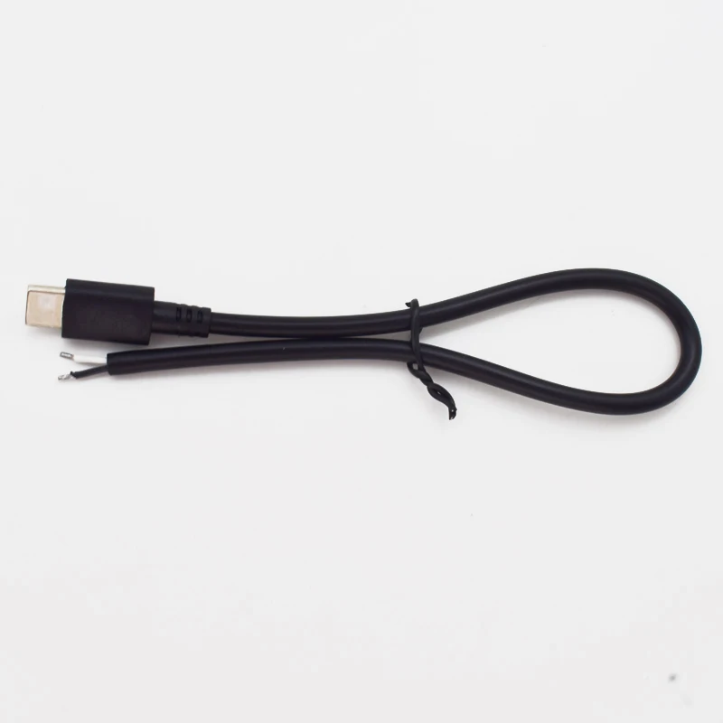 10pcs 25cm USB C Type-C Cable  Male Plug 2 Wires Power Pigtail Cord DIY Item No.: 4-0415