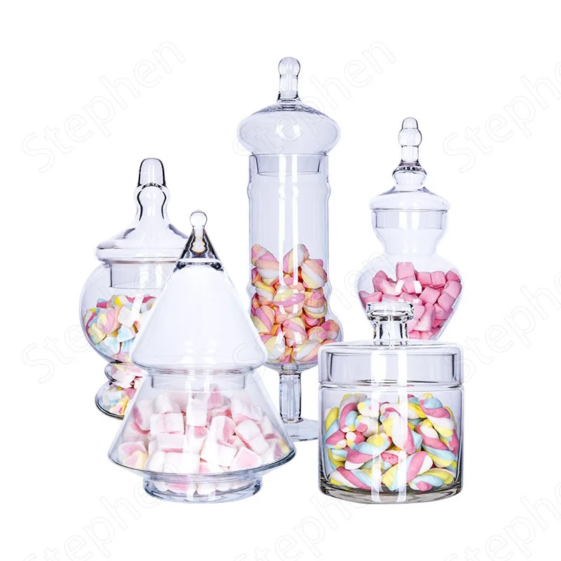 

Transparent Crystal Glass Bottle European Modern Creativity Candy Snacks Storage Jars with Lid Home Living Room Desserts Stand