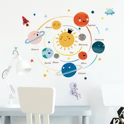 Cartoon Solar System Planets Wall Sticker Child Kids Room Home Decoration Mural Removable Wallpaper Bedroom Nursery Stickers