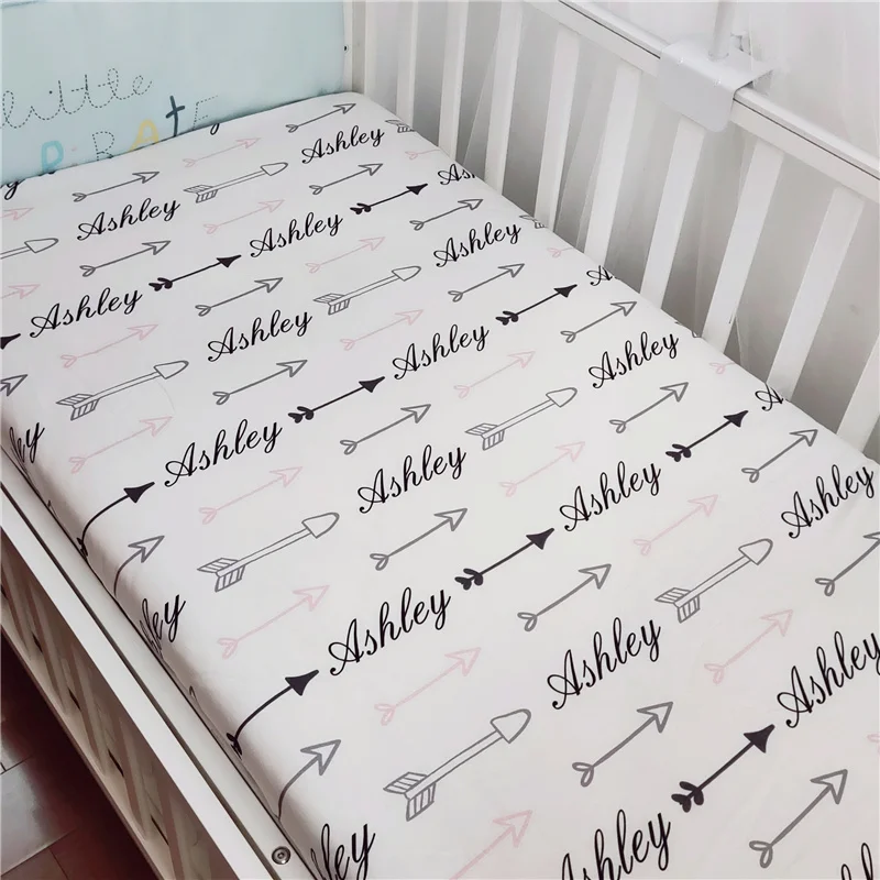 Personalised Standard Mini Babi Cot Crib Fitted Sheet Mattress Cover Cutom DIY Newborn Infant Bedding Set Baby Birthday Gift