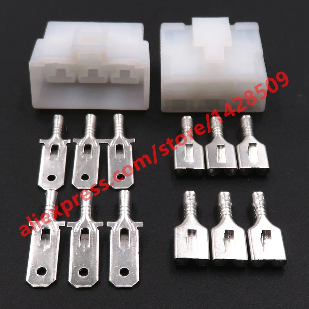 1 Set 6 Pin 6.3 Series Automobile High Current Cable Harness Plug Male Female Socket Docking Unsealed Connector