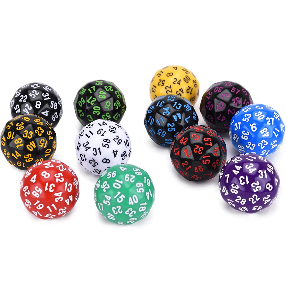 D60 Polyhedral Dice Opaque Color Sixty Sided  for Tabletop Role Playing Games DND