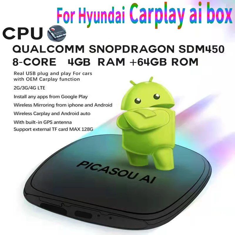 HongYueHui Mini Multimedia Android Box Wireless Apple Carplay Android Auto For Hyundai IX5 Mistra Sonata I10 I30 I40