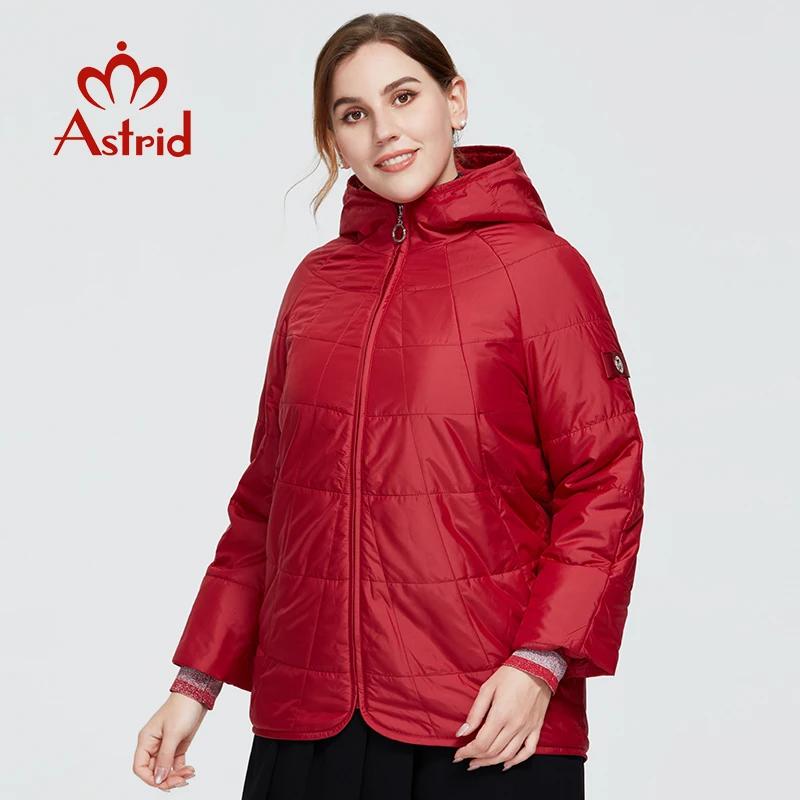 Astrid-Manteau à carreaux coupe-vent pour femme, parka chaude, veste à capuche, grandes tailles 600, vêtements d\'automne et d\'hiver, nouvelle