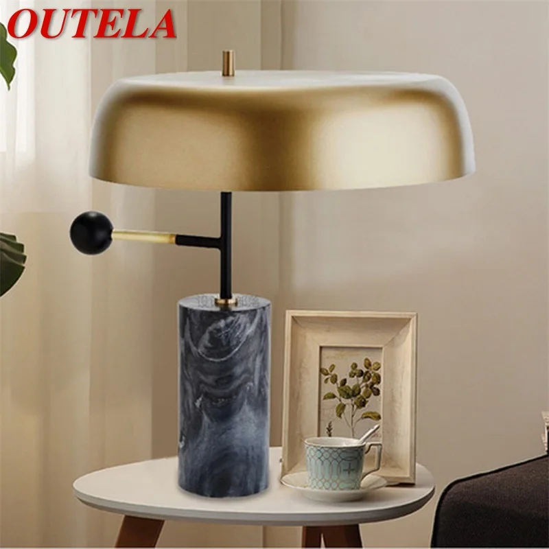 

OUTELA Contemporary Table Lamp Design LuXury Black Desk Light Home LED Marble Decorative For Foyer Living Room Office Bedroom