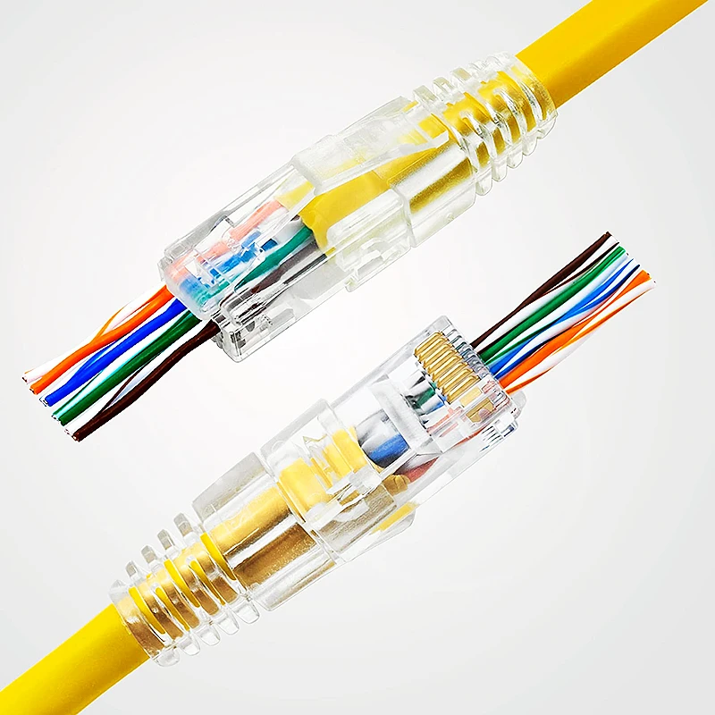 HTOC RJ45 커넥터 패스 스루 커넥터 및 스트레인 릴리프 부츠 팩, 네트워크 Cat-6 이더넷 케이블용 100/100 (총 200)