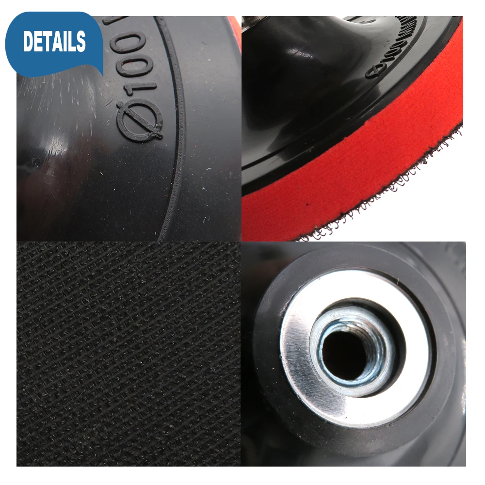 4 Inch(100mm) Hook and Loop Buffing Pad for Sanding Discs, Rotary Backing Pad with M10 Drill Adapter and Soft Foam Layer