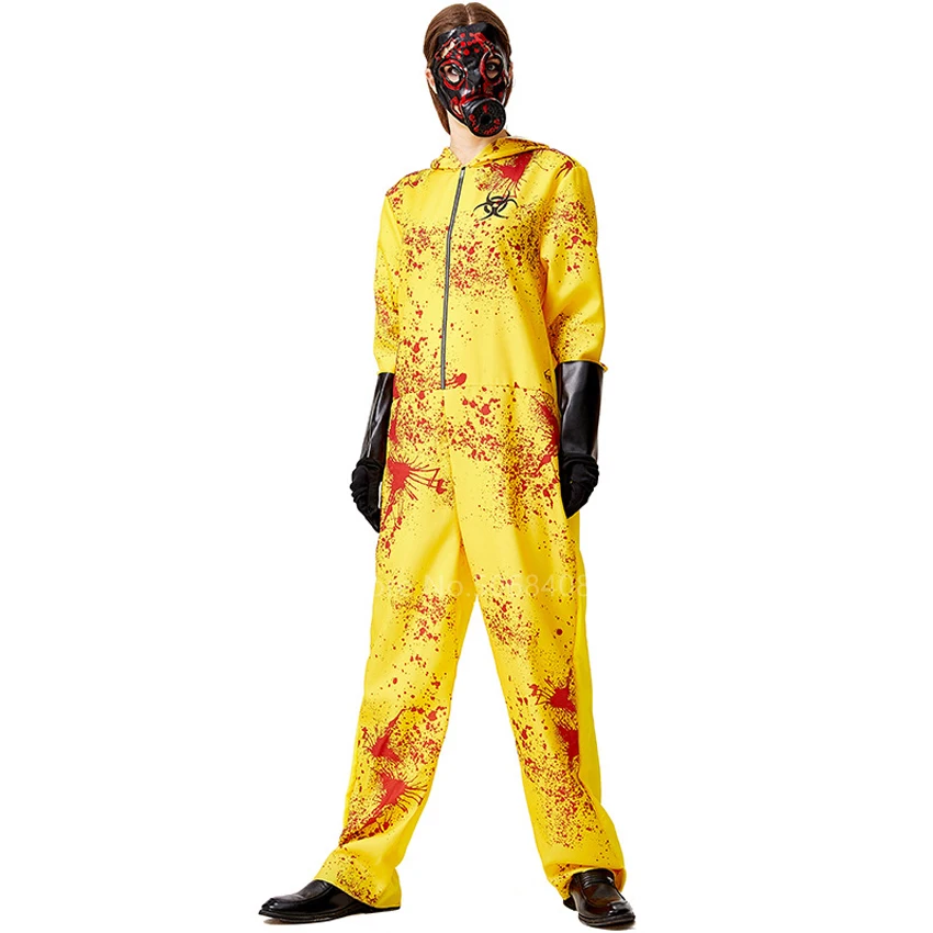 Halloween Cosplay Costume Nuclear Radiation Adult Kids Mutant Zombies Waste Handlers Biochemical Weapons Infected ScaryJumpsuit