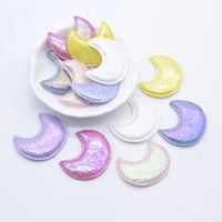 40Pcs 30*35mm Padded Moon Applique for Handmade Baby Clothes Hat Sewing Patches DIY Headwear Hair Clips Bow Decor Accessories