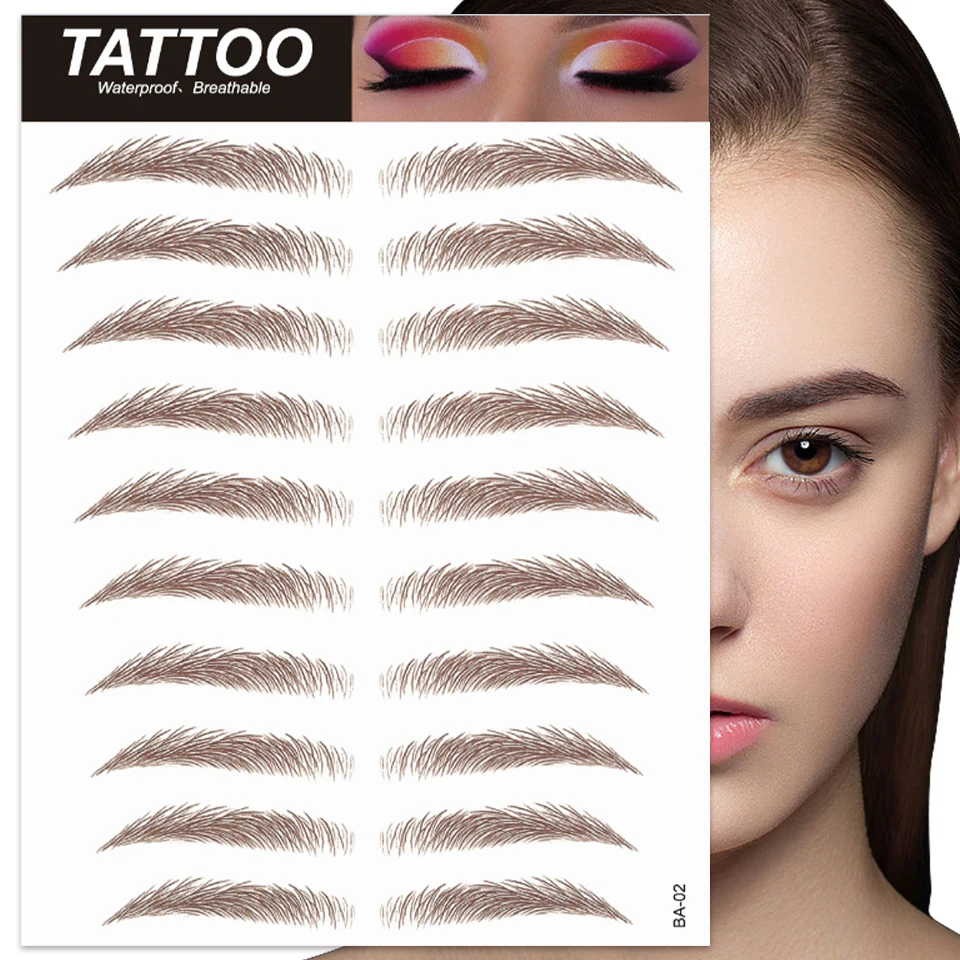 4D Hair-liked Waterproof Eyebrow Tattoo Stickers Nature Black/Brown Faux Eyebrows Long Lasting Sticker Cosmetics Makeup Tool