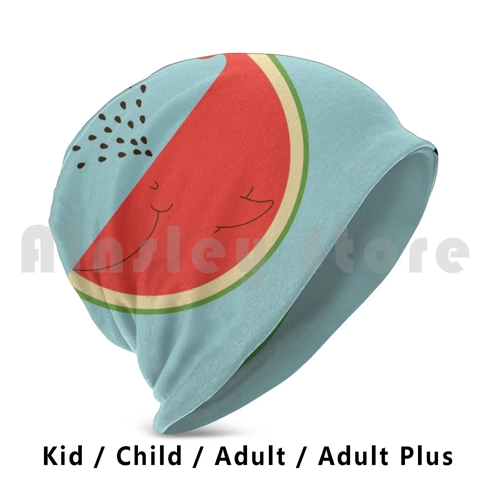 Watermelon Whale Beanies Knit Hat Hip Hop Whale Watermelon Red Fruit Tropical Summer Beach Fish Most Creative Art