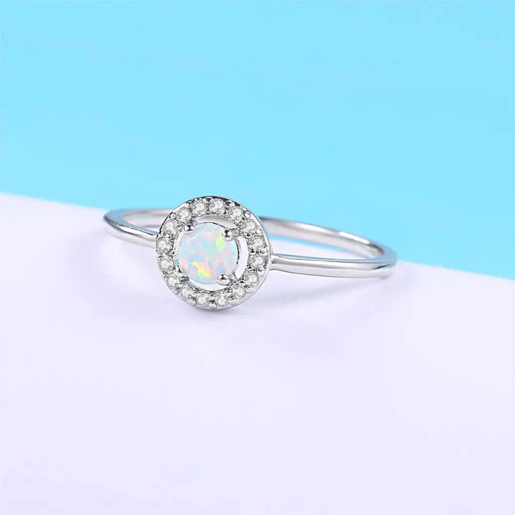 ZHOUYANG Ring For Women 4mm Small OPAL STONE Simple Style Silver Color Finger Ring Fashion Jewelry Gift For Girls ZYR848