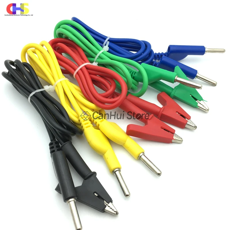 15A Copper 4MM Banana Plug to Alligator Clip Cable Lead Silicone Wire Double End Test Line 1M For Multimeter Probe Measure Tool