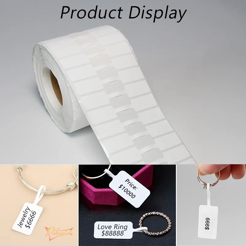 2500pcs/roll Adhesive Paper Stickers Jewelry Price Hang Label Tags for Jewellery Repair Identification 70x12mm