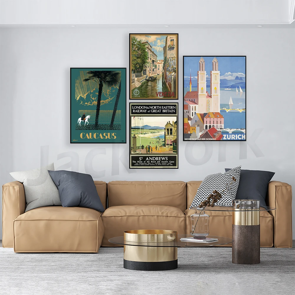 زيورخ، سويسرا، ملصق العصر السوفيتي -، إيطاليا، البندقية خمر، جولف - سانت أندروز - منزل اللعبة الملكية والقديمة #3