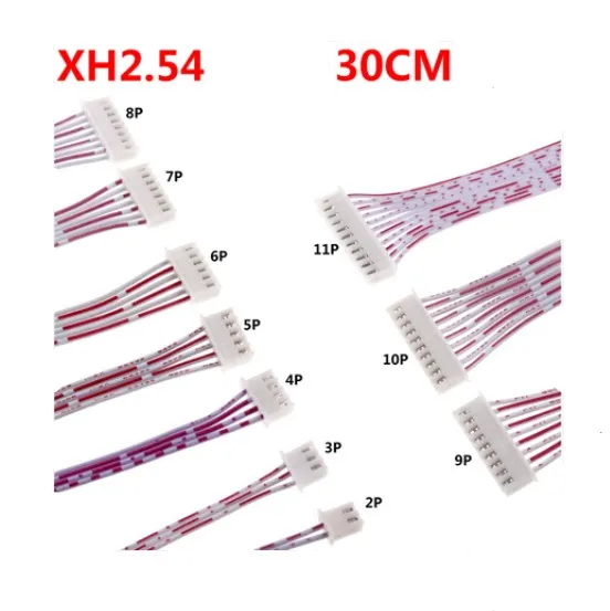 Conector de Cable de doble cabeza macho a macho XH de 2,54mm, 2/3/4/5/6/7/8/9/10 Pines, enchufe de paso con Cable plano de 30cm