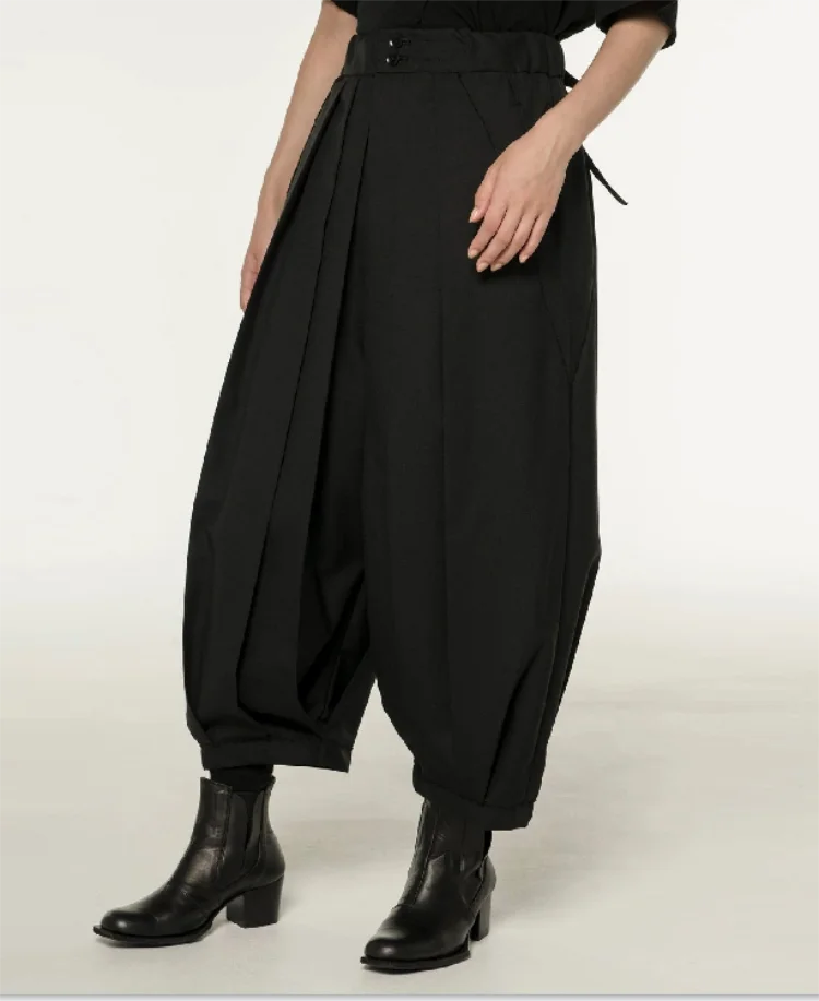 New Pleated Enclosed Casual Wide-Leg Pants For Men In Spring. New Fashionable Pure Color Personalized Loose Bloomers