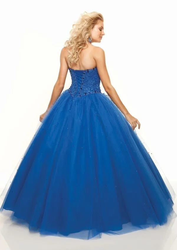 Lange 2018 Prom Party Gown Blue Tulle Floor Lengte Formele Sweetheart Kralen Lace Up Vestido De Noiva Bruidsmeisje Jurken