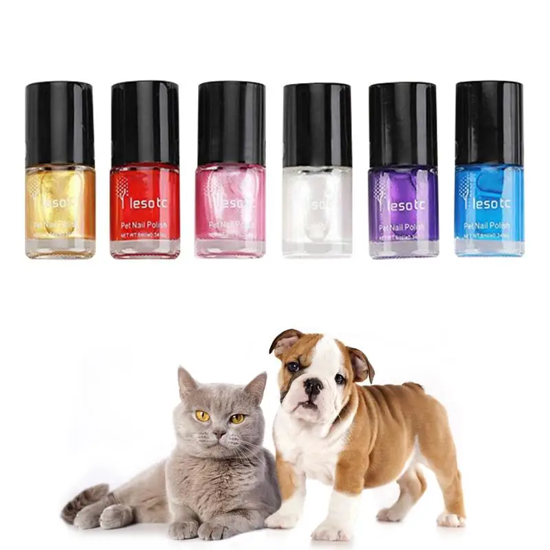 6pcs Water-Base Healthy Ingredients Pet Dog Nail Polish Pet Supplies Eco-Friendly Fashion For Darker Colored Dog Nails