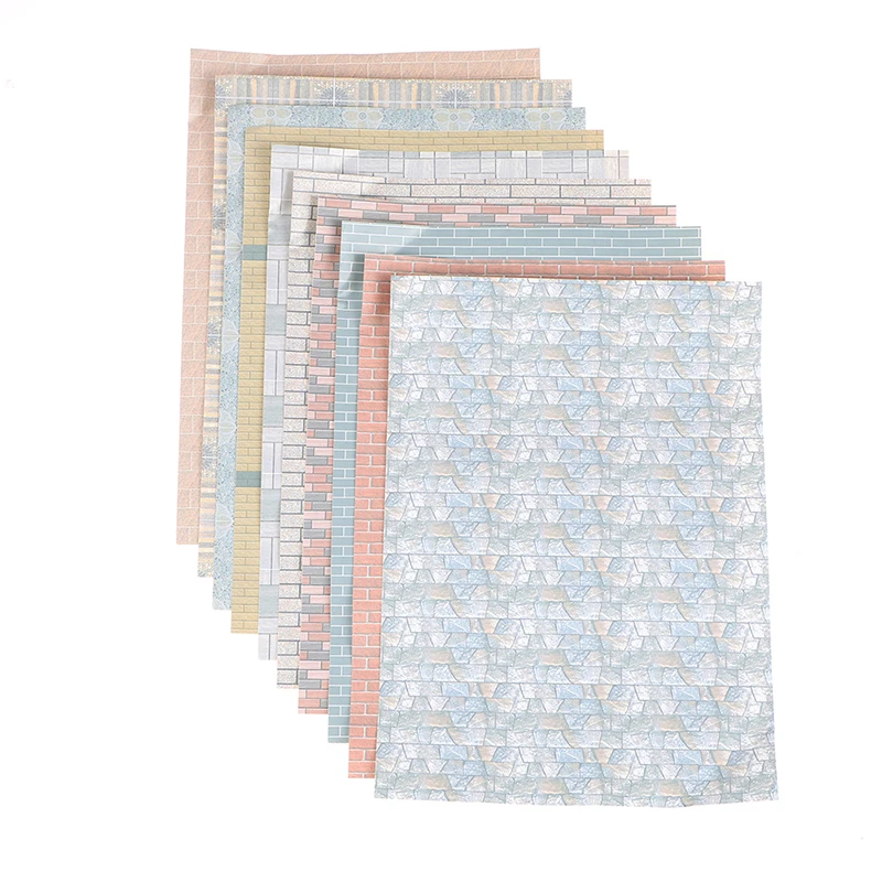 1:12 DIY ドールハウスシンプル赤レンガタイル小石キッチンダイニングルームバスルームリビングルームの床壁紙ドールハウスの装飾