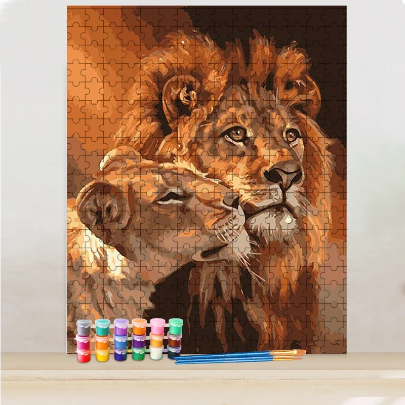 

GATYZTORY DIY Painting By Numbers Jigsaw Puzzle Leopard Lion Canvas Drawing For Adult Animal Handpainted Gift Home Wall Art