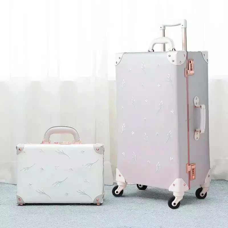 Handmade fashion trolley luggage net red password retro travel suitcase small fresh trolley case boarding bag 20/24/26 valise