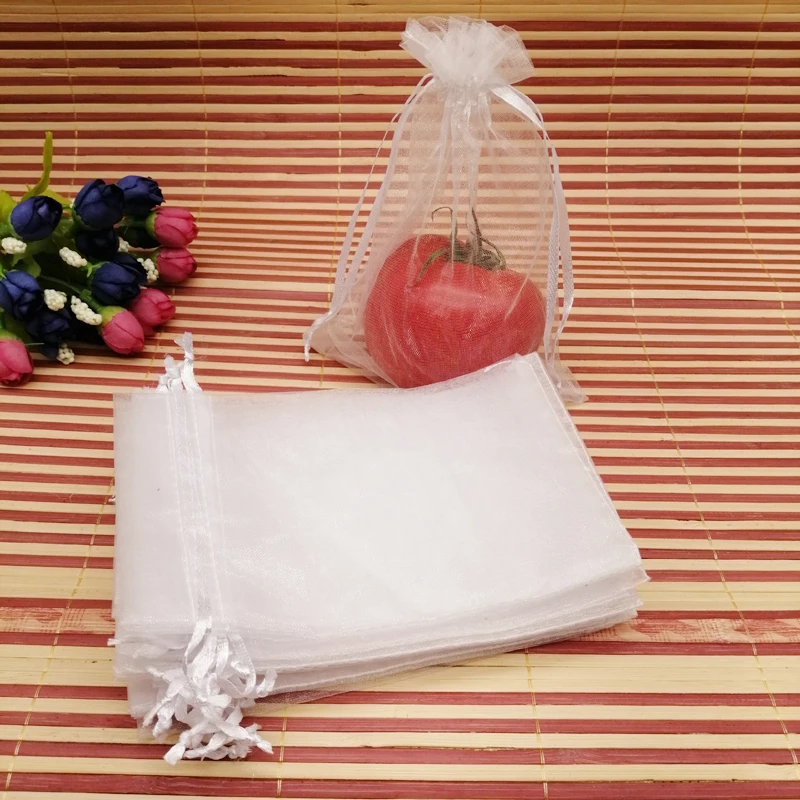 50-500pcs White Organza Bags Wedding Organza Gift Bags Organza Drawstring Organza Gift Bag for Lashes Christmas Party Candy Bag