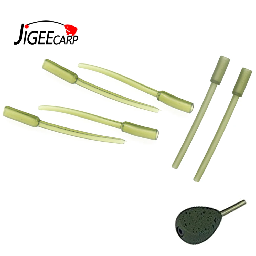 JIGEECARP 100PCS Carp Fishing Inline Leader Weight Insert Cone Tube Soft & Hard Leader Inline Rubber Sleeve Terminal Accessories