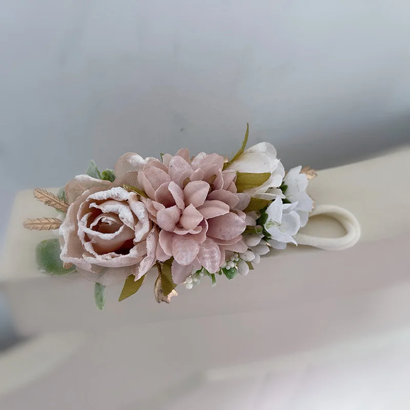 Free Shipping Blush Pink White Flower Girl Headband