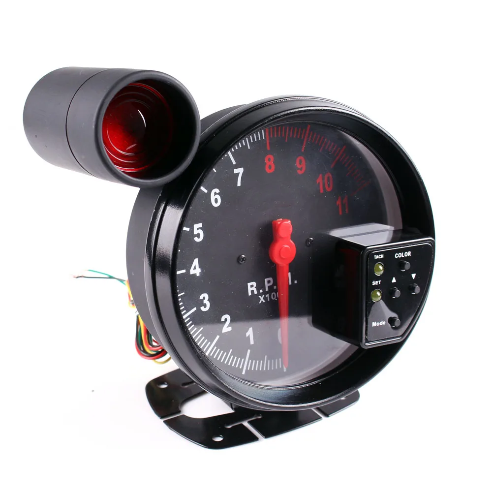 KET 5 Inch Car RPM 11000K Tachometer Gauge digital  7Color Backlight LED Shift Light rpm meter for 1-10 cylinder engine vehicles