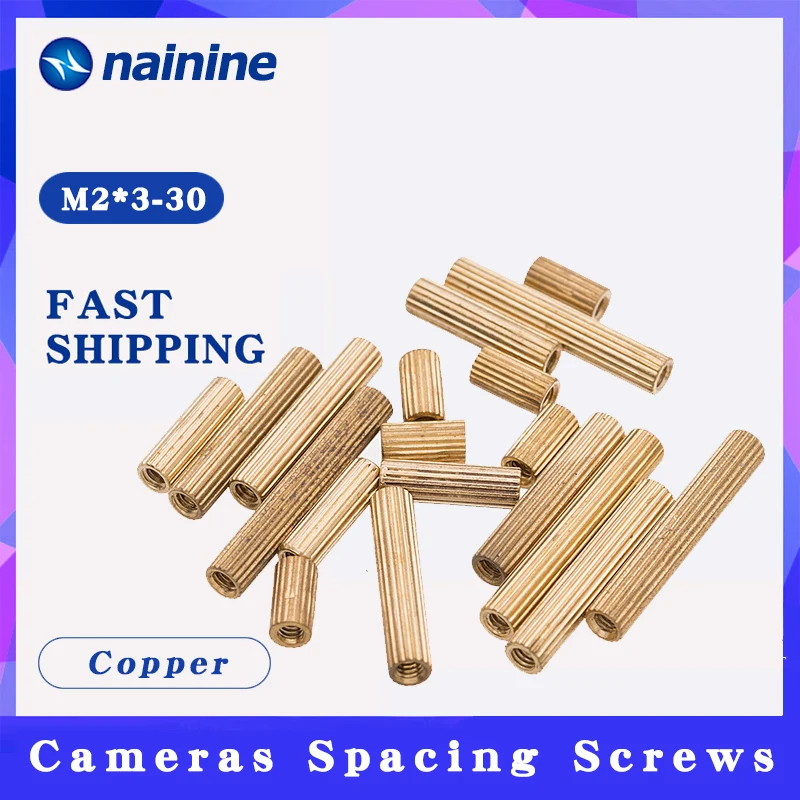 M2 Copper Standoff Screw Spacer Circular Double-pass Pillars Security Surveillance Cameras Spacing Screws