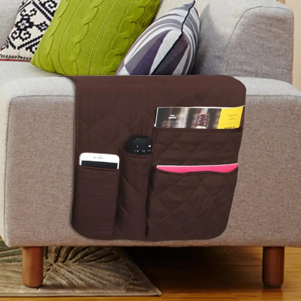 TV Remote Control Couch Chair Arm Rest Covers 5 Pockets Waterproof Sofa Armrest Storage Organizer for Phone Book Magazines