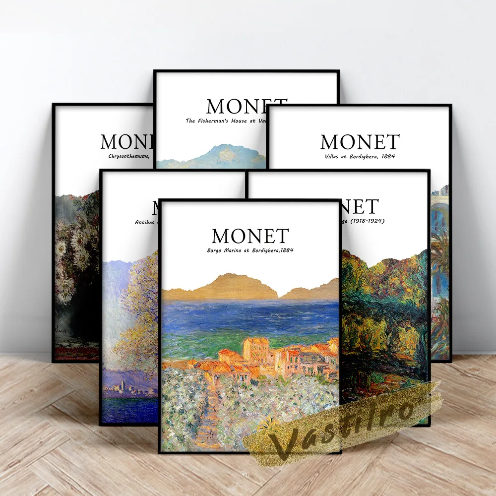 Claude Monet Exhibition Museum Poster, Claude Chrysanthemums Oil Painting, Burgo Marina At Bordighera Art Prints, Monet Wall Art