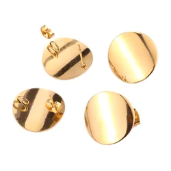 10pcs/lot 20mm Stainless Steel Gold Stud Earrings Post with Loop Bent Round Ear Components for DIY Earring Making Findings