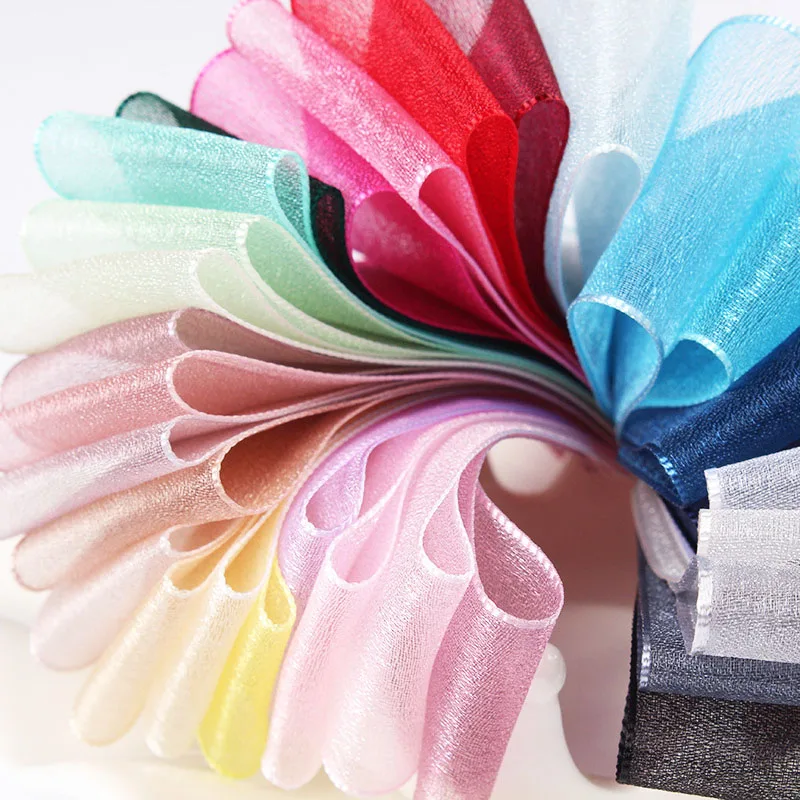 5 yards/roll Organza Ribbon Wholesale gift wrapping decoration DIY Christmas silk ribbons lace fabric 6/16/25/38 mm