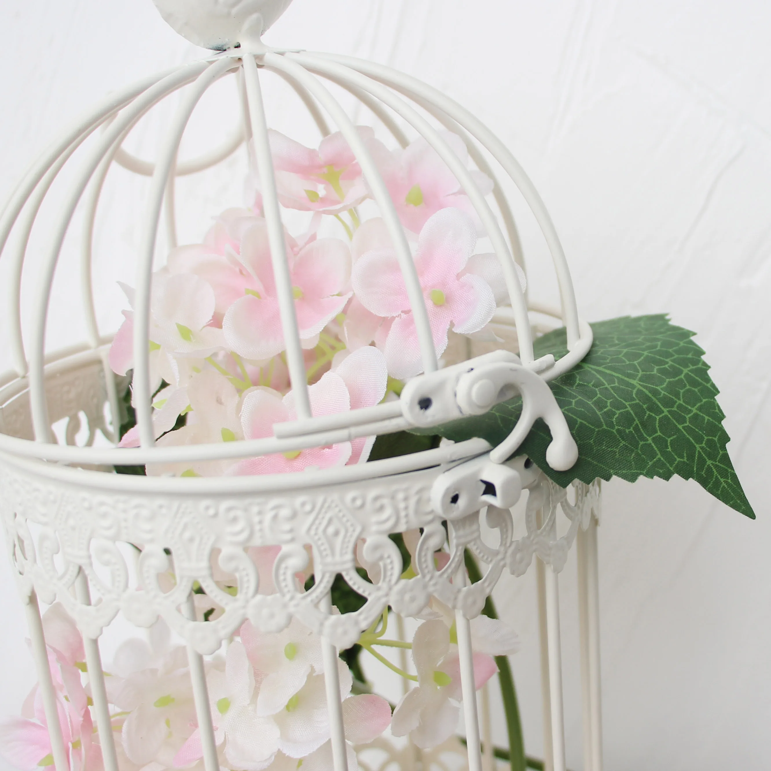 middle Outdoor iron garden wrought metal birdcage white bird cage with Bird hook decoration hanging flowerpot succulent plants